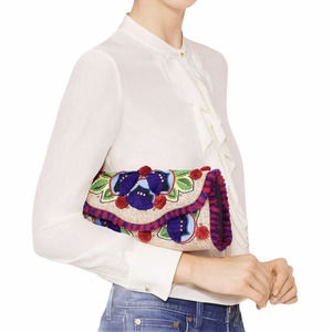 Tory Burch Embroidered Floral Clutch Bag